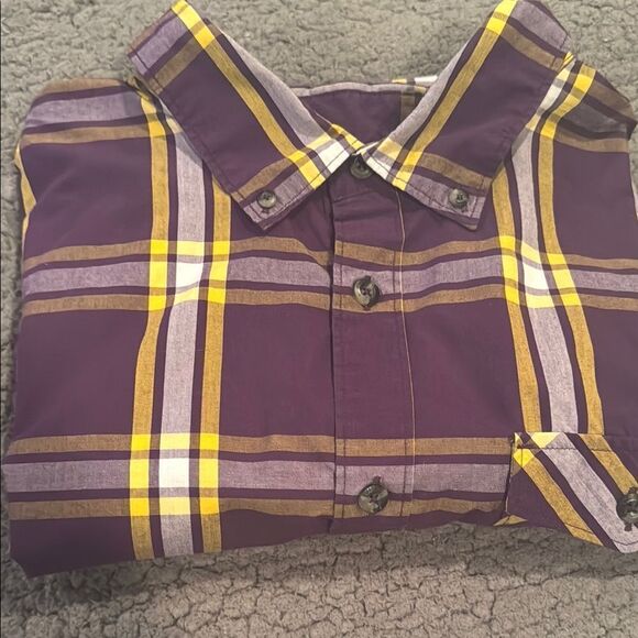 Magellan Outdoors Purple and Yellow Casual Button Down Shirt - Picture 6 of 6